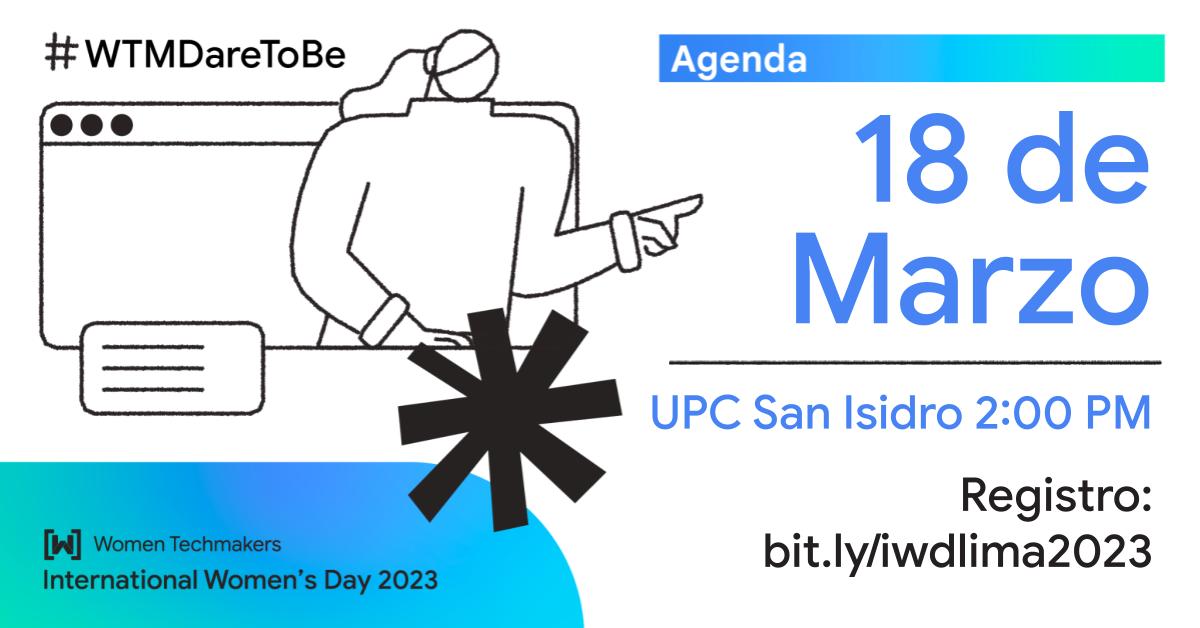 WTMLima's tweet photo. ¡Falta poco para el IWD Lima 2023 este 18 de marzo en UPC San Isidro! ⏰
Aprende y conecta con mujeres apasionadas en tecnología en un evento con charlas inspiradoras, un panel y más.
Regístrate y no te pierdas esta oportunidad🚀
https://t.co/fQJHexsEX5
#WTMLima #WTMDareToBe https://t.co/04JHsKPIG9