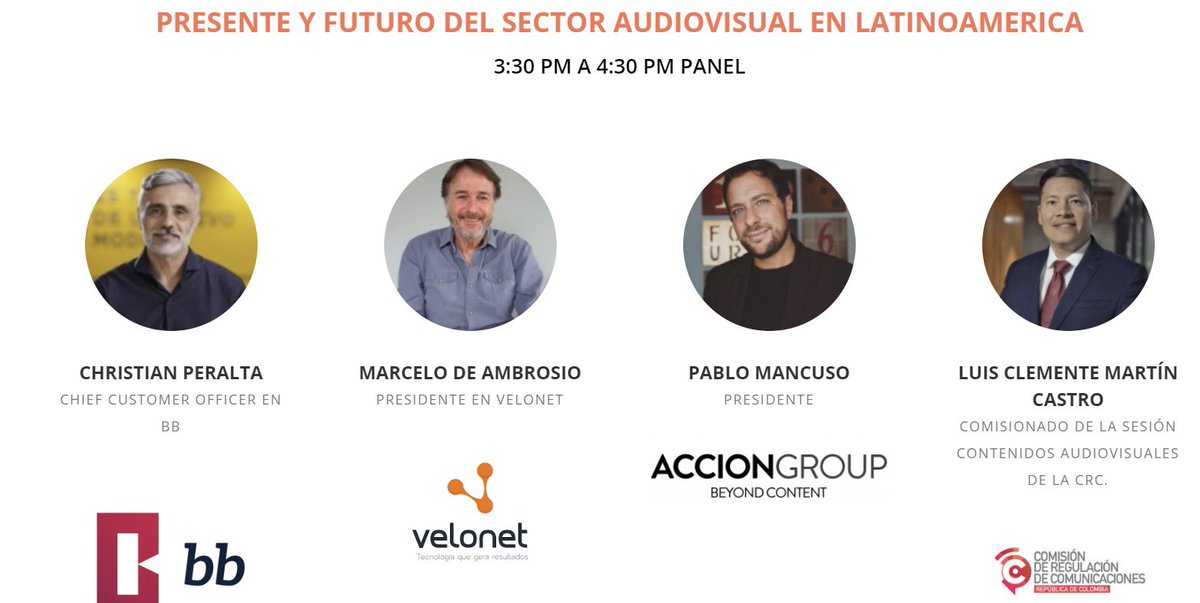 lclementx's tweet photo. #Agenda| En el marco de #AndinaLink2023:
𝟭-𝗣𝗮𝗿𝘁𝗶𝗰𝗶𝗽𝗮𝗺𝗼𝘀 𝗱𝗲𝗹 𝗽𝗮𝗻𝗲𝗹 𝗣𝗥𝗘𝗦𝗘𝗡𝗧𝗘 𝗬 𝗙𝗨𝗧𝗨𝗥𝗢 𝗗𝗘𝗟 𝗦𝗘𝗖𝗧𝗢𝗥 𝗔𝗨𝗗𝗜𝗢𝗩𝗜𝗦𝗨𝗔𝗟 𝗘𝗡 𝗟𝗔𝗧𝗜𝗡𝗢𝗔𝗠𝗘𝗥𝗜𝗖𝗔 🎬🎥 @andinalink https://t.co/nFI35PPECO