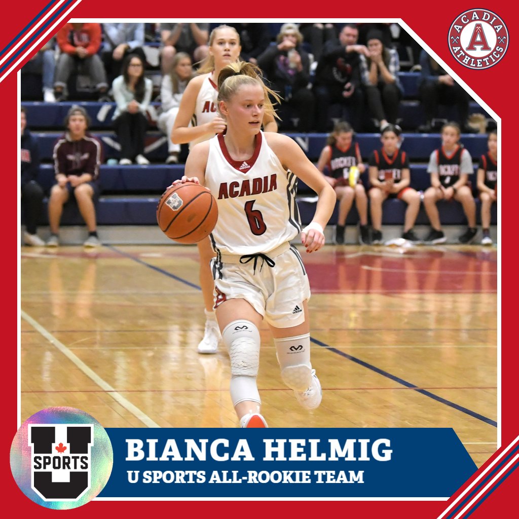 Acadia Athletics (@acadiaathletics) on Twitter photo 👏👏 Congratulations to <a href="/AxewomenBB/">Axewomen Basketball</a> #Axewoman Bianca Helmig who was honoured tonight as a U SPORTS All-Rookie Team member 👏👏
Bianca was also a nominee for the U SPORTS Rookie of the Year
#GoAxewomen #GoAcadiaGo #Basketball #Awards #AllRookie 👏👏 Congratulations to <a href="/AxewomenBB/">Axewomen Basketball</a> #Axewoman Bianca Helmig who was honoured tonight as a U SPORTS All-Rookie Team member 👏👏
Bianca was also a nominee for the U SPORTS Rookie of the Year
#GoAxewomen #GoAcadiaGo #Basketball #Awards #AllRookie