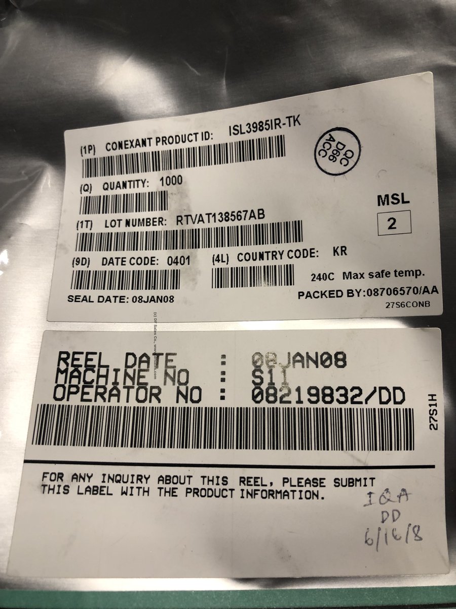 dfsalesco's tweet photo. ISL3985IR-TK Conexant in stock! Call to order 1-800-321-5031 or email sales@dfsales.com
https://t.co/DTn7SuiIuS

#connectors
#opamp
#conexant
#electroniccomponents
#distribution
#instock
#siliconvalley
#samedayshipping
#dfsalesco
#sales
#sanjose https://t.co/bv2s6xTBgl