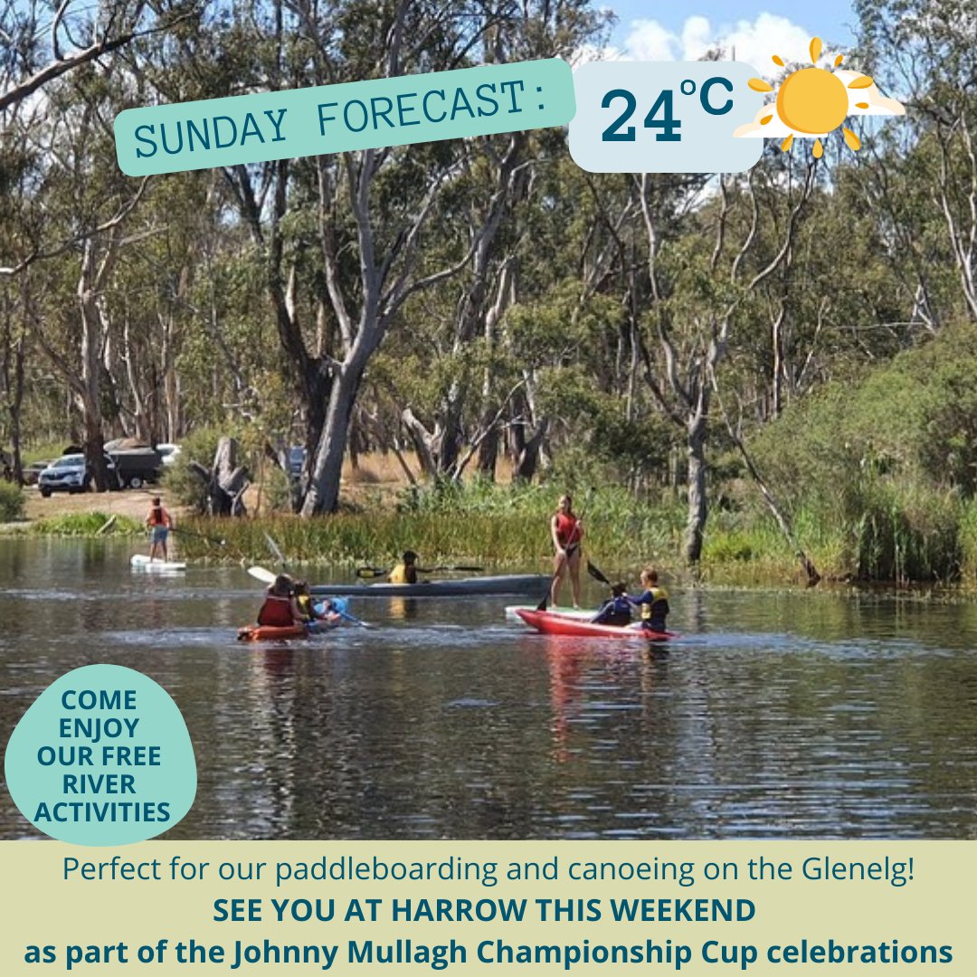 GHCMA's tweet photo. Head to Harrow this weekend and take a paddle on the Glenelg!
Don't want to hit the water? Stop past our activities tent with stamping fun and an electrofishing demo to find out what's in the water.
Find out what else is on at https://t.co/BCwSiGwxJW
#supportinglocals #riverfun https://t.co/1bpwAYcp74