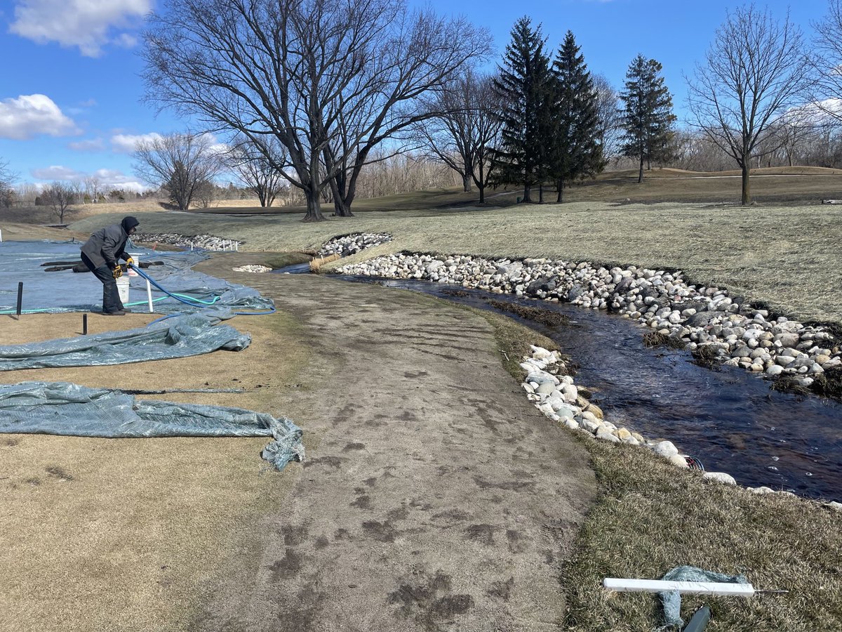 Jordan Kalous and crew fixing a minor washout after last weeks winter thunderstorm.  2” of rain on top of 6” of snow!  Project held up great in these conditions.