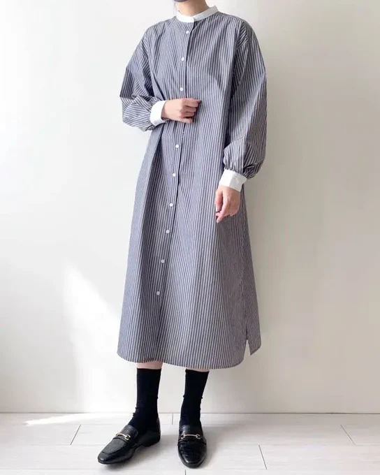 【GU】さっと羽織るだけでオシャレ!ゆったり可愛い「シャツワンピ」2990円→1990円に値下げ中です!の「ストライプシャツワンピース」は、1枚でも羽織りでも使える春にぴったりのアイテム!今なら1000円オフで買えちゃいますよ! 