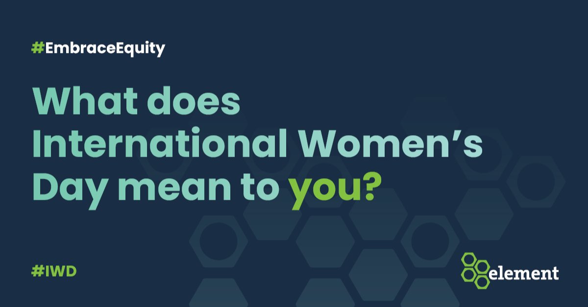 This IWD, and throughout Women’s History Month, we invite you to #EmbraceEquity, celebrate women's achievements and raise awareness. 

On Element's LinkedIn page, discover what IWD means for some of our female colleagues:  bit.ly/3F7jbm6

#InternationalWomensDay #IWD