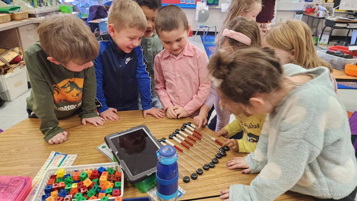 Huge engagement in <a href="/GinnySchempp/">Ginny Schempp</a> 's Kindergarten class as they played #TargetNumber. One student used 10 #rekenreks to create his equation. It was a fan favorite. #bravesspotlight #TeacherTwitter #ElemMathChat