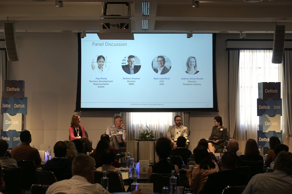 Deltek_Intl's tweet image. Next, we have @RDrayto of NBRS, Ryan Latchford, CFT @WeAreADG, Cathryn Drew-Bredin of @DesignInc and our very own Jing Zhang discussing talent, technology and overcoming challenges while seizing opportunities in 2023 &amp;amp; beyond 🤩 #PoweringProjectSuccess #DeltekProjecNationLive