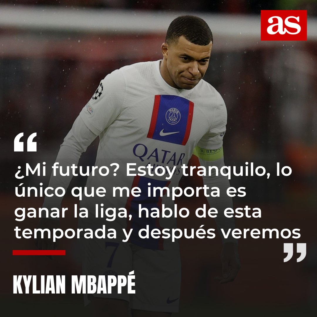 diarioas's tweet photo. 💣 ¡Kylian Mbappé vuelve a sembrar dudas sobre su futuro!

😐 Si ha intentado tranquilizar a la afición del PSG con respecto a su continuidad, le ha salido regular...

🇫🇷 ¿Dónde crees que jugará el año que viene? https://t.co/iOd3zDZWWD