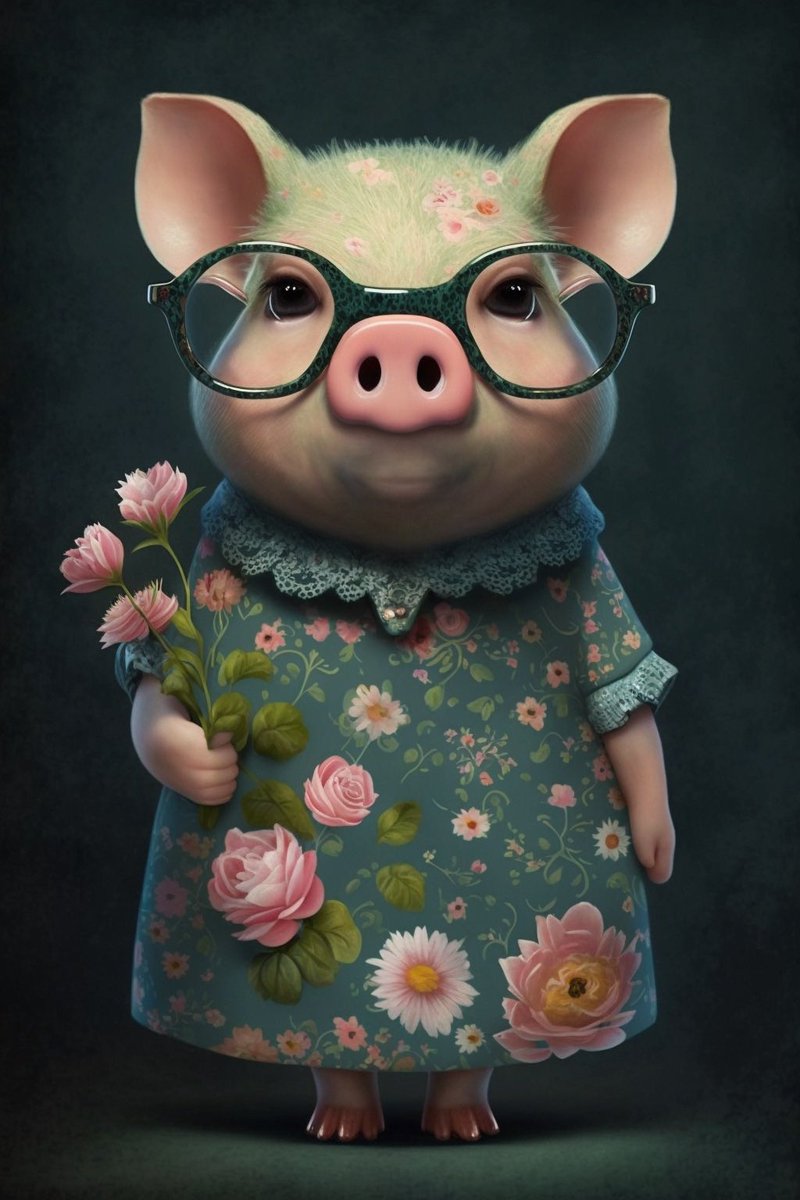 damoxy's tweet photo. Pigs wearing Mumu’s #midjouney https://t.co/E1sAlST353