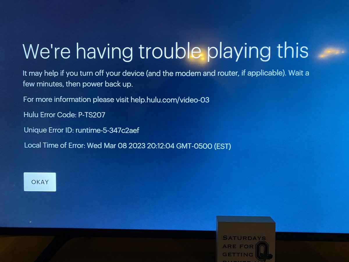 Mikeark44's tweet photo. @hulu_support what does this mean???? https://t.co/xBFiS7T32b