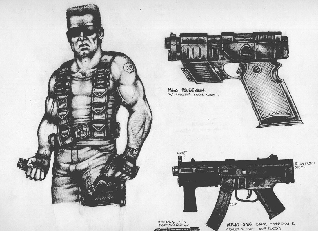 DukeAtomicTimes's tweet photo. Concept art of Duke's weapons for Duke Nukem: Zero Hour, taken from a GT Interactive Digital Press Kit. A link to the Press Kit is in the replies below. (Special thanks to Green on Duke4 for posting the kit!) https://t.co/r7Ru53COPe