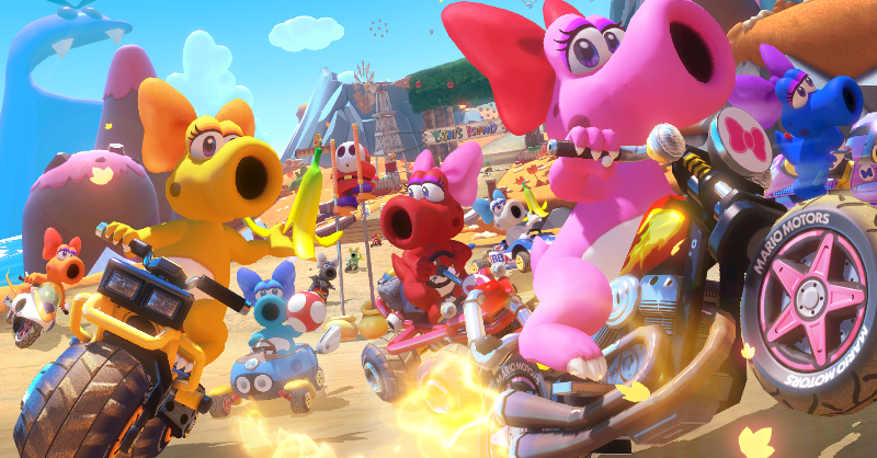 Nintendo's tweet photo. 『マリオカート８ デラックス コース追加パス』第4弾の配信を開始しました。「ヨッシーアイランド」など計8コースと、新キャラクター「キャサリン」を追加しています。
#MK8D