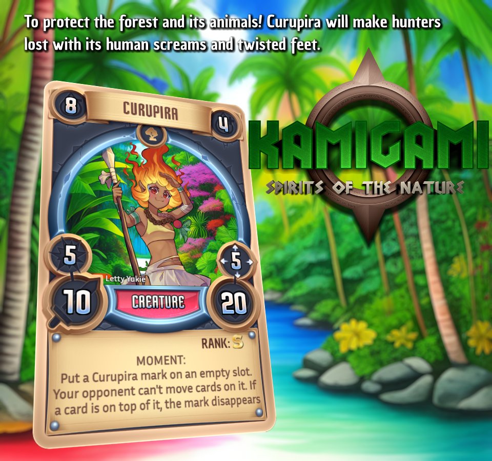 Let's jump into the tropical forest with Curupira :)!

#indiegame #cardgame #anime #indiegamedev #gamedev