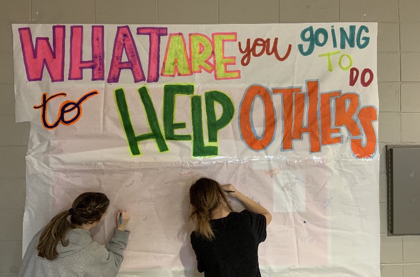 "What are you going to do to help others?"

That's the question P <a href="/Heath_M_Harmon/">Heath M. Harmon</a>'s school community invited students to answer on this poster.