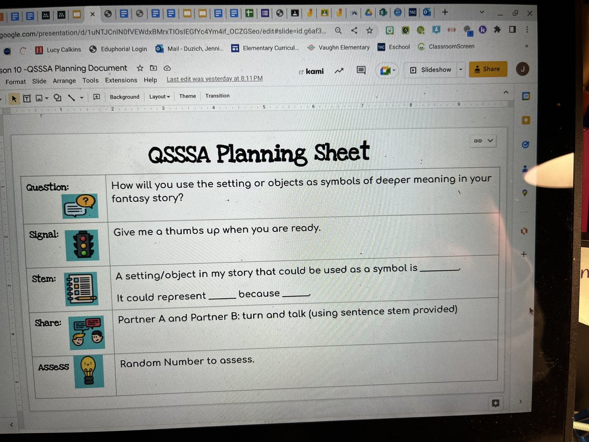 MsDuzich's tweet photo. Loved learning about QSSSR and how to implement it in my lessons.  It is a great structure for students to practice their academic vocabulary, share thinking, and using the sentence stems to communicate. @VaughnElemFISD #vaughnspringtraining https://t.co/4anNxowGVj
