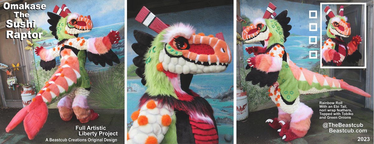 TheBeastcub's tweet photo. Full artistic liberty projects are by far my favorite thing to make, especially when they are something as fun and crazy as a sushi themed raptor dinosaur (with just a dash of dragon mixed in) 🦖🍣🍙🥑🍱🥢🐉 https://t.co/rahdvJax1T