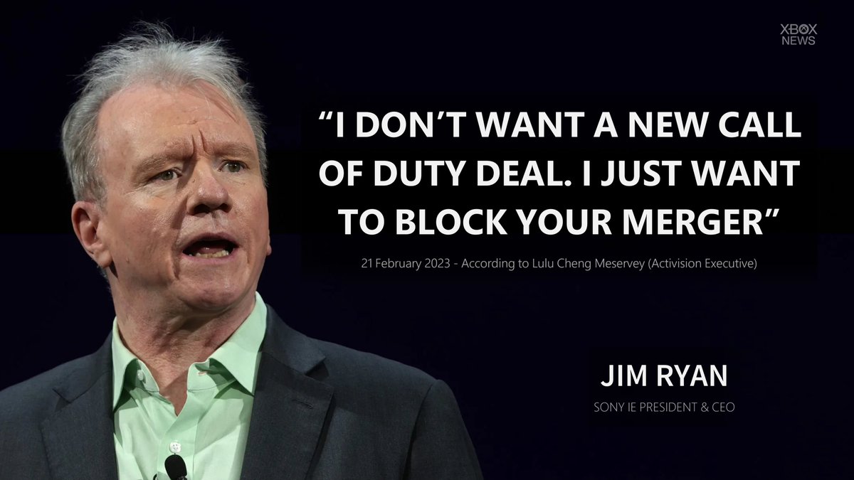 RT @_XboxNews: Playstation head Jim Ryan only interested in trying to block the Xbox Activision Blizzard merger. https://t.co/IrJdMTdPLE