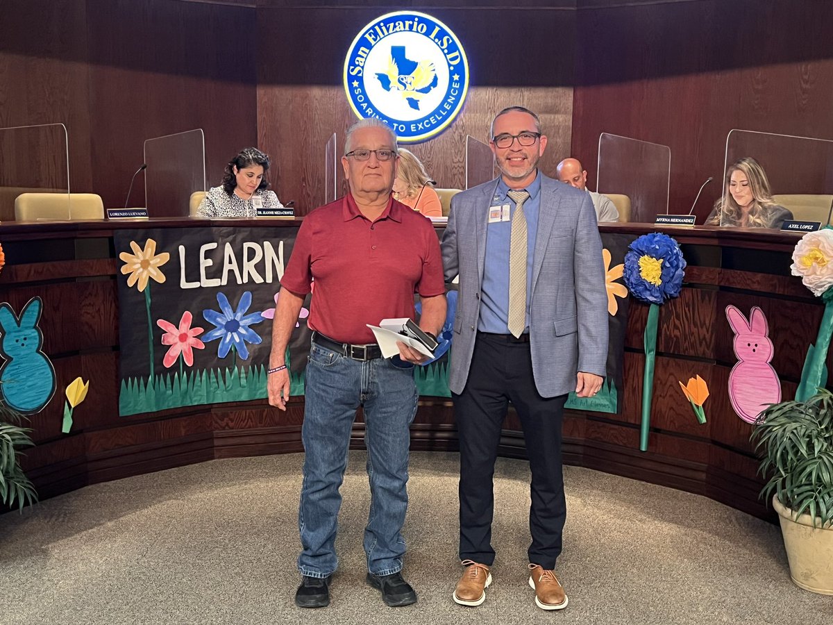 SanElizarioISD's tweet image. Principal @GEMS_RSalcido proudly presented Ms. Norma Mitchell, Teacher of the Month, and Mr. Alejandro Vidales, Employee of the Month, to our Board of Trustees. Congratulations! #GEMSPride #IAmASanEliChampion