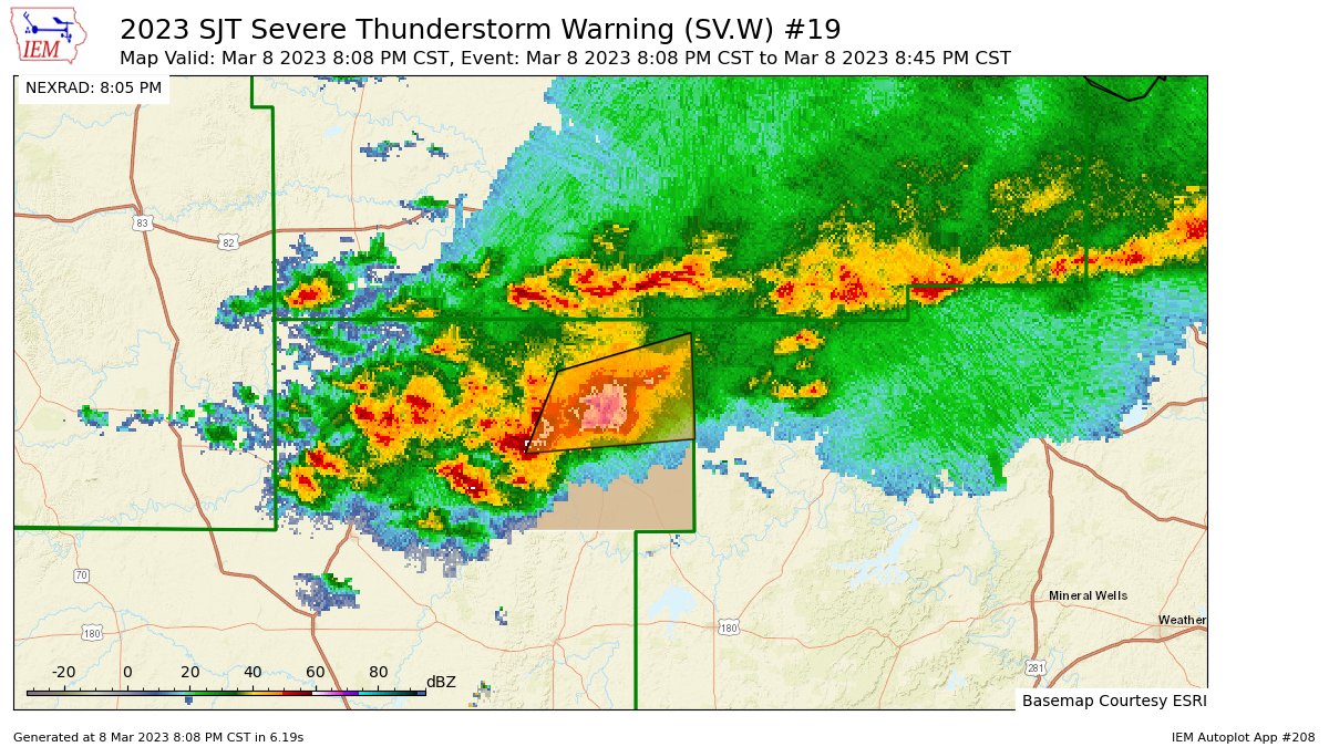 EAS Alert on Twitter "SJT issues Severe Thunderstorm Warning [wind 60