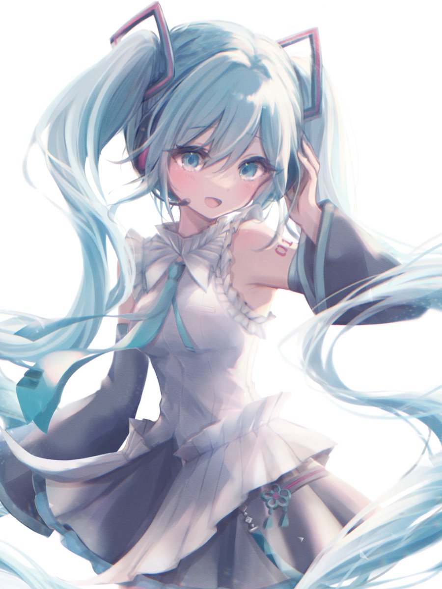 hatsune miku 1girl solo twintails long hair skirt detached sleeves shirt  illustration images