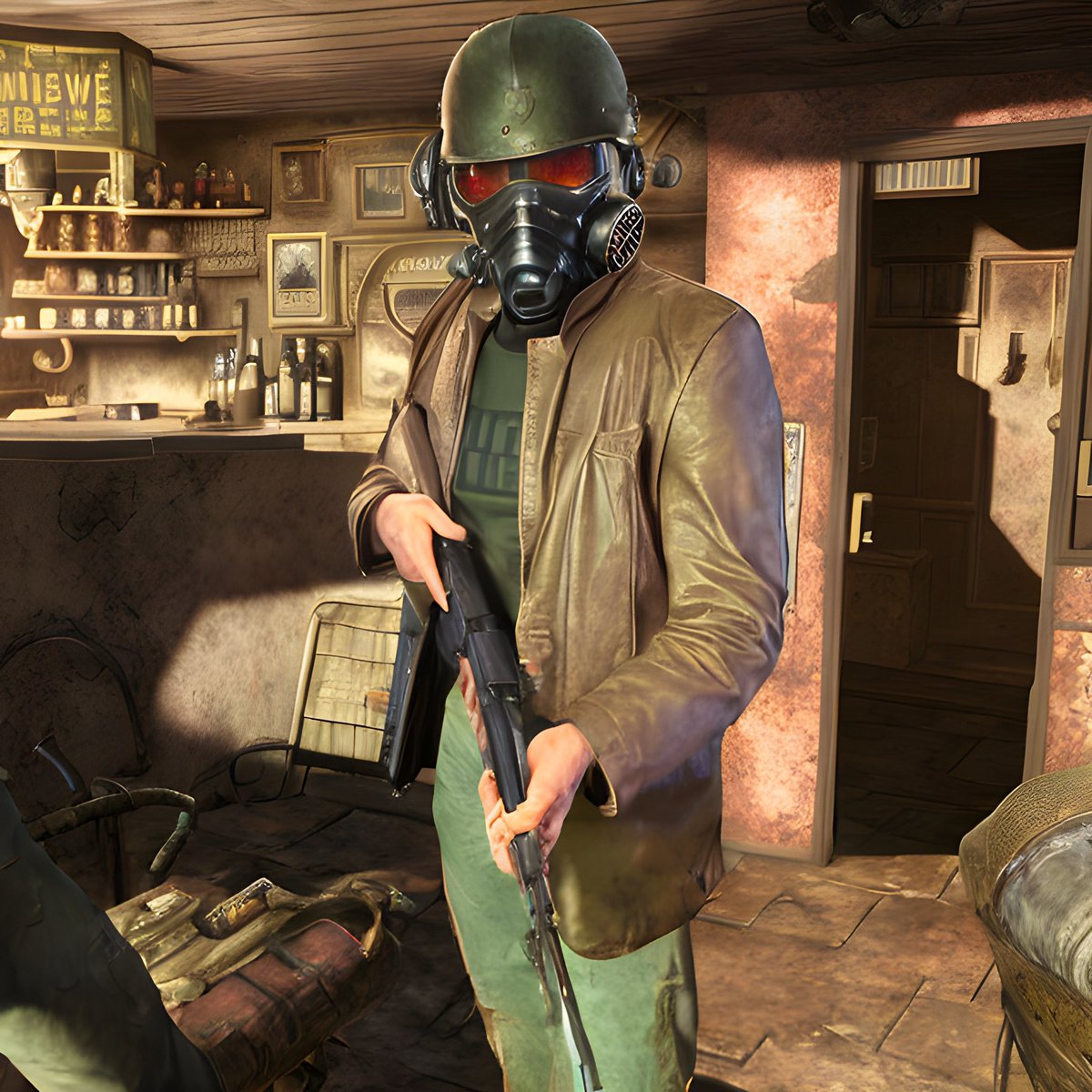 derek_blair's tweet photo. Ok, so here’s the story. For Halloween I went as a New Vegas Ranger. This is after doing some in painting work to help blend me into a great Fallout shot. Really excited by future possibilities. #AIart #stablediffusion #Fallout https://t.co/a85KZiLPEp