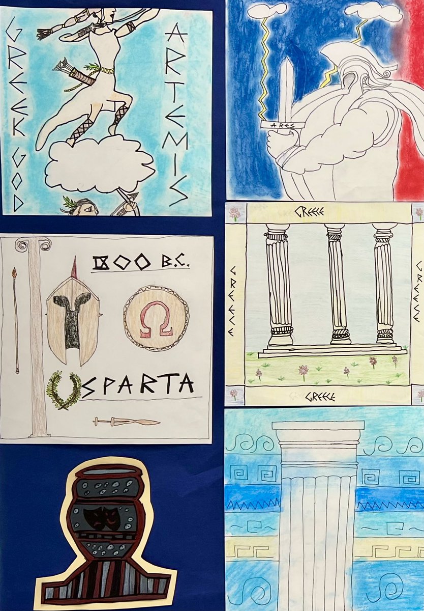 NatashaSufi's tweet photo. Greek Art is up in the McGown Hallway #GreekArt #Greece #Greek #Mosaic #GreekPottery #IonicColumn ποΈπΊπͺ¬π¬π·ππ« @cfisdMcGown #OwlAboutTheBest @CyFairISD @CFISD_FineArts https://t.co/yGGRSeBfum