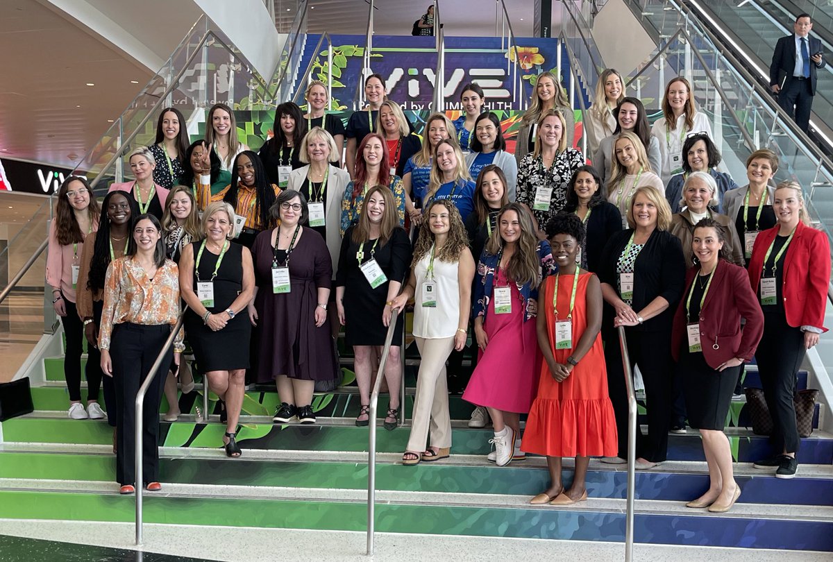 Last year, 5 months pregnant I tried to do something really cool, and get all the powerful women of #healthcare together &amp; show solidarity on #InternationalWomensDay while at #VIVE22. Thanks <a href="/paul_wilder/">paul_wilder</a> for capturing the memory and everyone for showing up! 💐#VIVE23 #IWD23