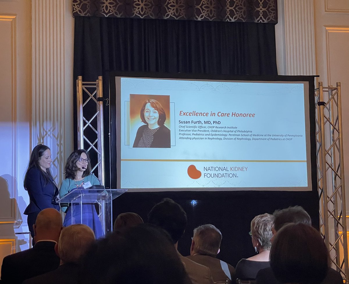 CHOPNephrology's tweet photo. We were so privileged at @CHOPNephrology to celebrate our very own Dr. Susan Furth, @nkf Excellence in Care Honoree, at the #NKF 39th Annual Honors Awards Reception tonight. Congratulations Dr. Furth! #womeninmedicine #patientcenteredcare #ckid 🫘🎉🏆 @ChildrensPhila https://t.co/X0RXe1Ih2b