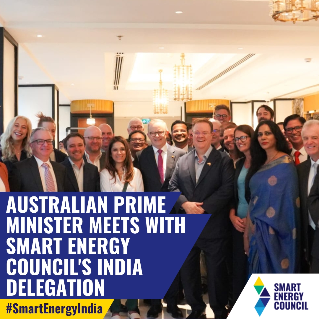 SmartEnergyCncl's tweet photo. Australian Prime Minister @AlboMP addressed @SmartEnergyCncl India Delegation members in Ahmedabad. 

"This is about win-win, a win for Australia, a win for India - closer economic relations with what is the fifth largest economy in the world and growing". 

#SmartEnergyIndia https://t.co/wn7Vv7bNsv