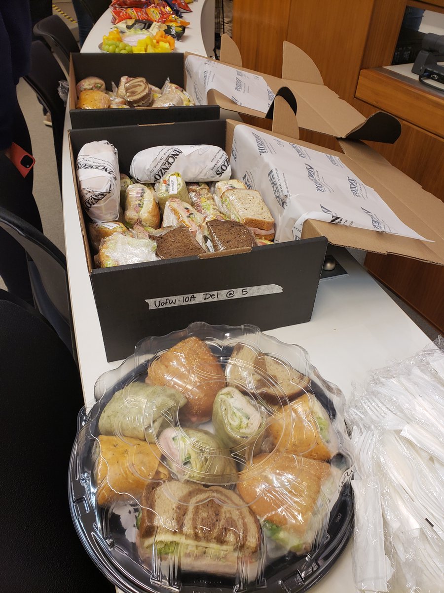 Bhawani_Rx's tweet image. So far, #PAM2023 @UWPharmacy has been going well! Yesterday, we co-hosted a fun Jeopardy event with FrancoPharm, a club that teaches French to students so that they can better communicate with French-speaking patients. The food catered by @VincenzosTweet was delicious!