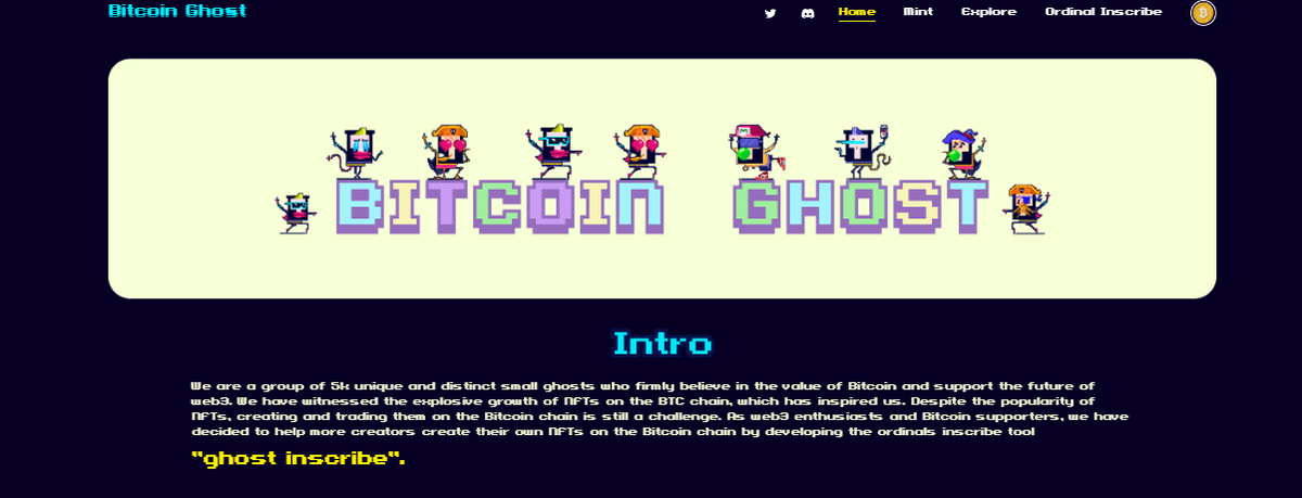 BTCGhostDAO's tweet photo. 🎉We will inscribe #BitcoinGhost on our own products.
Discord:https://t.co/9t4B4YtZf9
Website:https://t.co/UObmtvz6F3 https://t.co/YxnVQZA427
