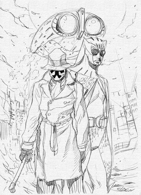 「ウォッチメン」映画版は好き。あのロールシャッハを観れただけでも価値がある。
I love the movie version of Watchmen. It was worth it just to see that Rorschach.
1枚目は原作コミック版
The first one is the original comic book version 