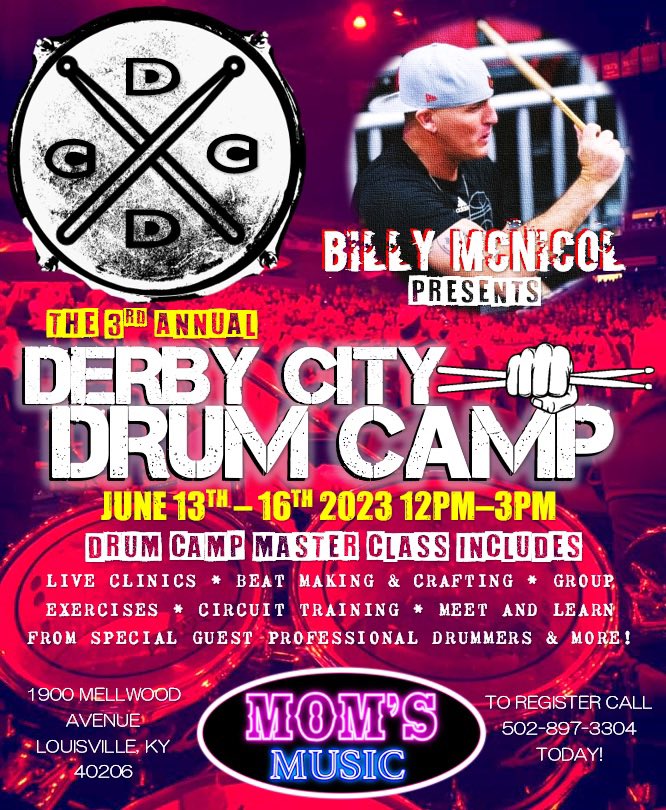 Cannot believe this will be my 3rd Annual Derby City Drum Camp. 

It has grown every year, proving to be a positive experience for each attendee.

Contact Mom’s Music - Louisville to reserve your spot this summer.

- b. 🎼🎧🥁
#DerbyCityDrumCamp2023
#DCDC23