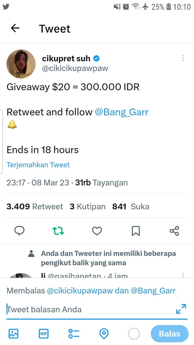 moomin_jea's tweet photo. @cikicikupawpaw @Bang_Garr Done done wish me luck 😇 gak dapet GA tiket sabi lah menang GA cuan 😎 makasih buat ciku yang selalu adain GA buat aku ini yang butuh cuan 😁😁 https://t.co/EaZ6i3JsfG