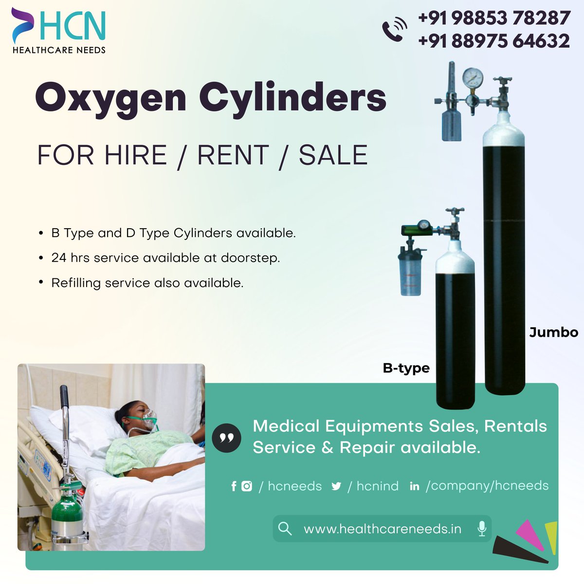 Oxygen Cylinders for Hire or Sale or Rent.
Medical Equipment Sales, Service and Repair Available.

#jumbooxygencylinder #btypeoxygencylinder #steeloxygencylinders #stainlesslsteeloxygencylinders #btypeoxygen #oxygencylinders #oxygen #oxygenmask #oxygencylinder #portableoxygen
