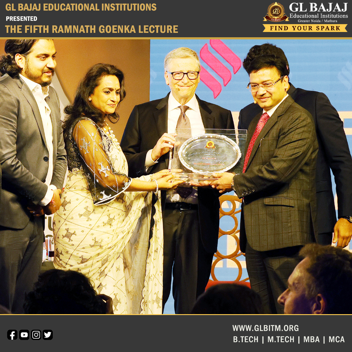 It was a great moment for #GLBajaj to present the Fifth Ramnath Goenka Lecture with Mr. Bill Gates as the Speaker. Mr. Pankaj Agarwal, Vice Chairman, GL Bajaj #EducationalInstitutions thanked Mr. Gates for his encouraging lecture 
#ramnathgoenka #BillGates #lecture #appreciation