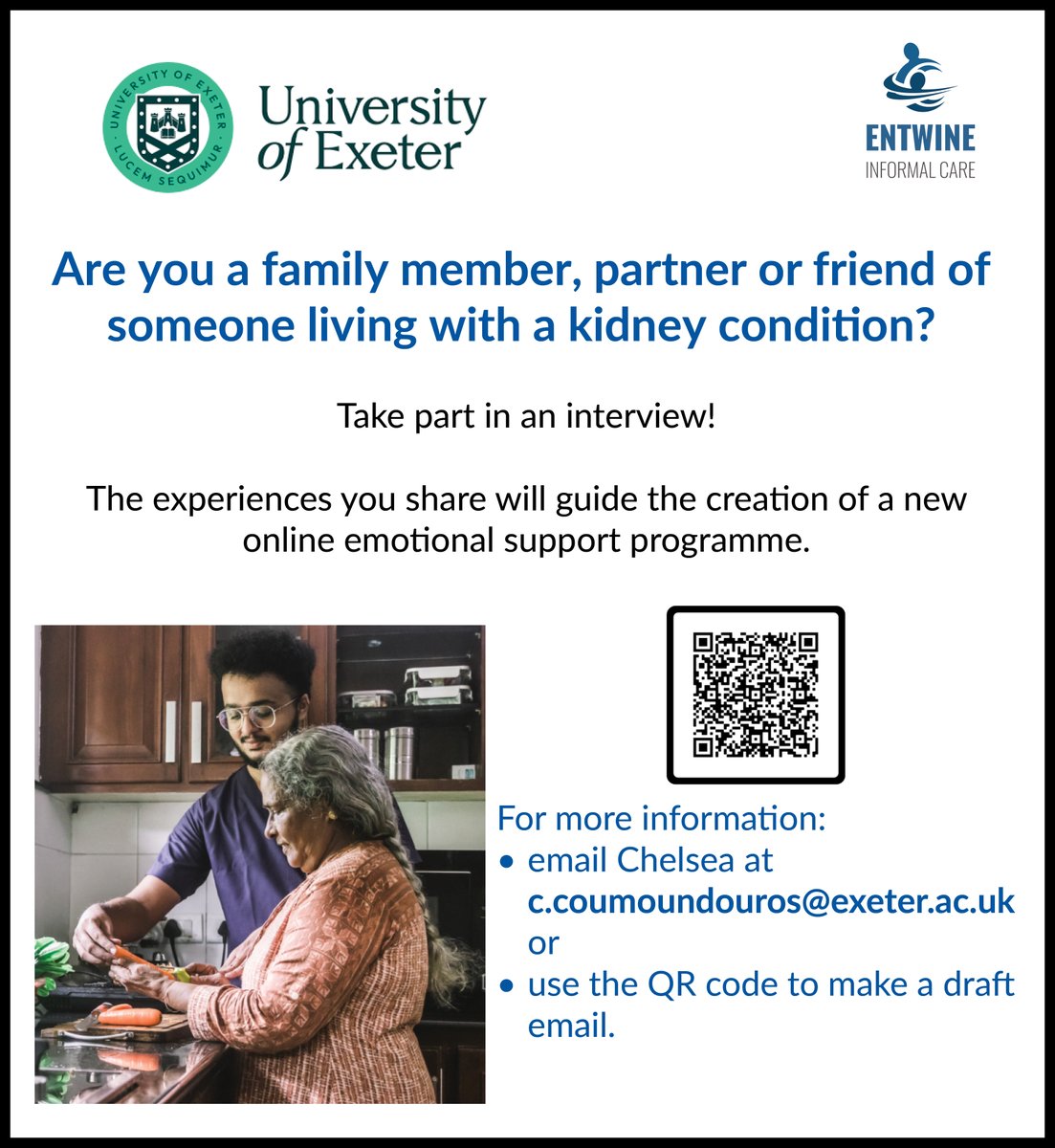 On #WorldKidneyDay, let's also think about all the family and friends supporting people with kidney conditions.

We know how much family and friends can do for people with kidney conditions. Help us make a programme to support them!

Email c.coumoundouros@exeter.ac.uk for info