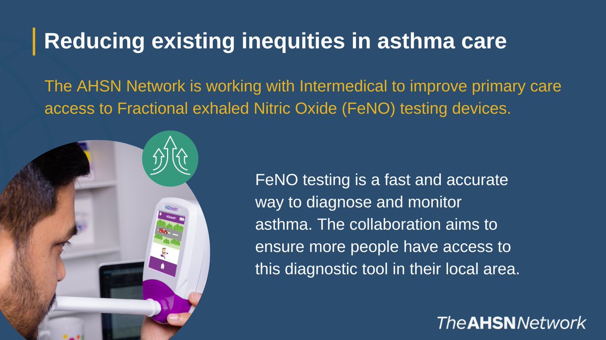 HealthInnovNet's tweet image. We’re working with @intermedicalCR to tackle health inequalities in #asthma by giving primary care more opportunities to integrate quick and simple FeNO tests into their asthma pathways. Find out more: ahsnnetwork.com/news/collabora…