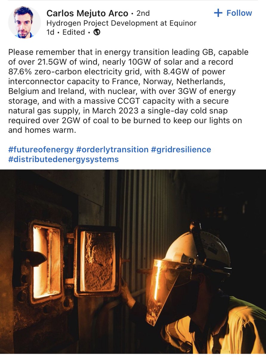 Just to let everyone know we had to bring online 5 coal powered sets to meet demand and we have no means in the uk to provide the fuel for them , just because of a bit of snow , but don’t worry the grid is fine <a href="/raimonick/">EV Nick</a> and <a href="/neilbridgeman/">Neil Bridgeman</a>