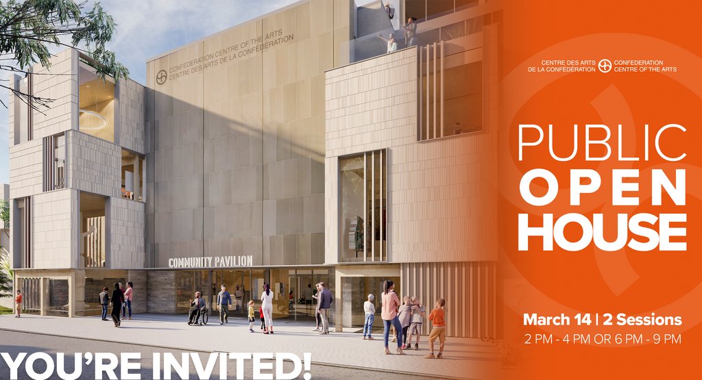 Mark your calendars for Tuesday, March 14th. You're invited to our open house at Confederation Centre of the Arts from 2 – 4 p.m. or 6 – 9 p.m. to share your thoughts! Check out our press release for more information at confederationcentre.com/news/public-op… and spread the word!