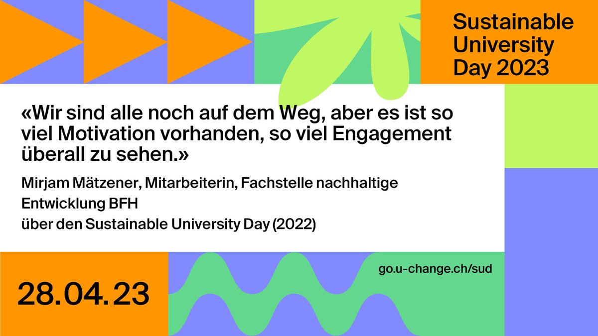 UChangeCH's tweet image. Registrations for the #SustUniDay23 are open!
Check out the interactive, varied program (in 4 languages).

🗓️28 April 2023 | Uni-/PH-Gebäude, Luzern

👉go.u-change.ch/Anmeldung
👉go.u-change.ch/program

Organised by @UChangeCH, @hslu, @UniLuzern &amp;amp; @phluzern 

#engagement #SDG