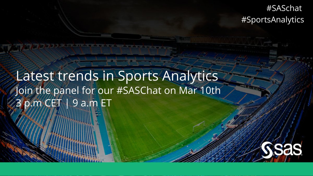 🏉 Latest trends in Sports Analytics: Join us for a tweetchat on the latest trends in #sportsanalytics with a specific focus on #rugby this time!

Join our next #SASchat to explore how could #analytics be leveraged by teams and organizations. 
➡️ 2.sas.com/601230s68