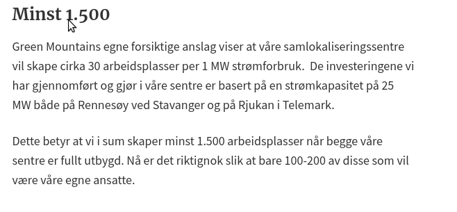 olabri's tweet photo. @sgaarder Green Mountain lover tusenvis av arbeidsplasser hver plass de etablerer seg. Resultatet : 84 ansatte fordelt på tre datasentre

https://t.co/jGl5MqeAJx

https://t.co/trWa0lJKve https://t.co/l8XKXYra6G
