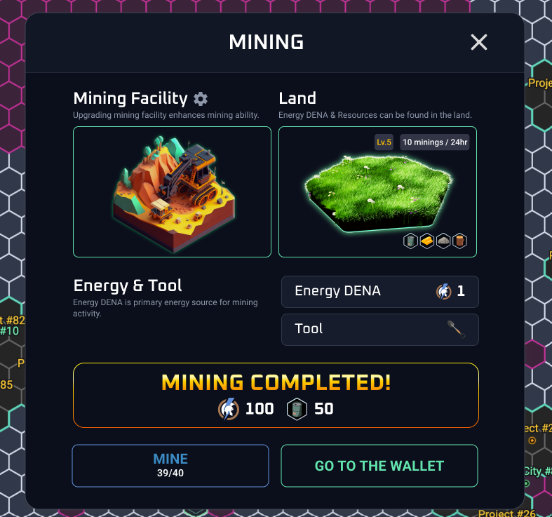 💫Land Mining Feature: Coming Soon💫
It's been a long wait since we started the land minting. We truly appreciate your support and patience.
We want to announce that mining feature is coming soon.
Please stay tuned for updates on details about mining and resource utilization
#NFT