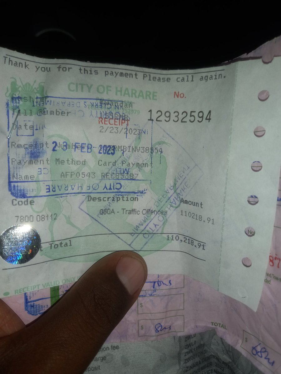 tchitauro1's tweet photo. @JMafume @Cde_Ostallos I'm still suffering post traumatic stress since I was terrorised by council police last month. I don't feel comfortable parking my car anywhere near town. Their fines are very punitive and beyond the reach of ordinary Zimbabweans. https://t.co/NxGRpH8Ohh