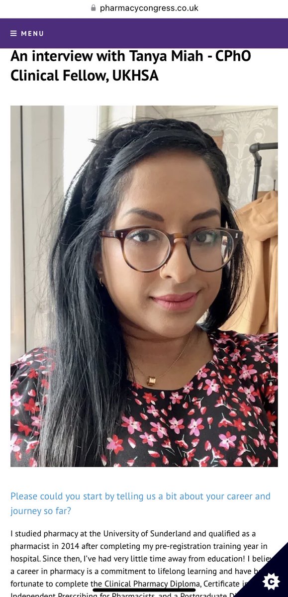 An interview with @tanyakmiah by @CPCongress for #IWD2023 - pharmacycongress.co.uk/latest-news/in… “I would tell my younger self to not be afraid of dreaming big and going for those opportunities that are frightening or seem too exclusive ….” #CPhOFellows @UKHSA #IWDPharmacy cc @pharmheroes