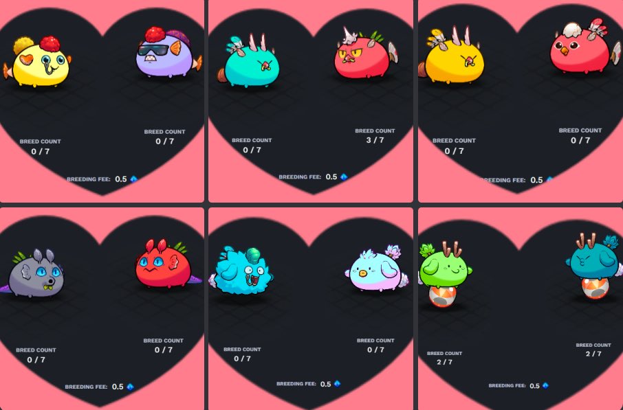 DeFiholic's tweet photo. A bunch of $meXy Axie Couples to start Season 3 🤩 #AxieOrigins

Who do you think is "THE BEST MATCH?" 💞

Let me know what you think in the comments 😎🔥

🎁 Like, RT &amp; Tag a Friend for a chance to win a random Egg 🐣✨

#AxieCreator #AxieInfinity ⚡️ #AlphaGuild #loveisland https://t.co/mKfgc6F8RC