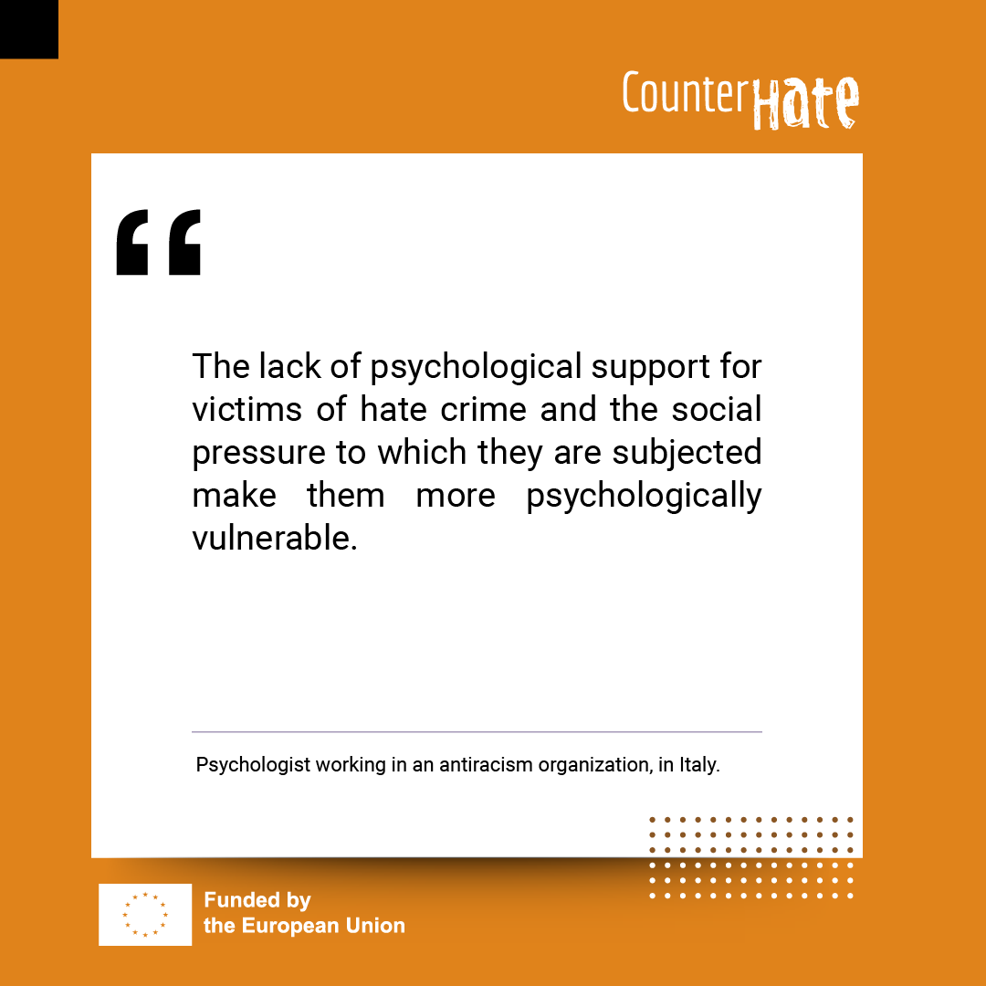 CounterHate_eu's tweet photo. 💬When survivors and experts talk...☟
A #psychologist working in an anti-racism organization in Italy talks about what makes victims of #hatecrimes more vulnerable.☟
#CounterHate_eu #EUprojects #justice #testimonials @EU_Justice #counterhate_testimonials https://t.co/zG13hpPCUy