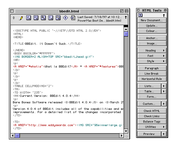 Happy 31st Birthday BBEdit HTML and text editor! 

On April 12, 1992, Bare Bones Software released the first version of the BBEdit freeware HTML and text editor. The editor was designed for the Macintosh platform. 

webdesignmuseum.org/web-design-his…

#WebDesignHistory