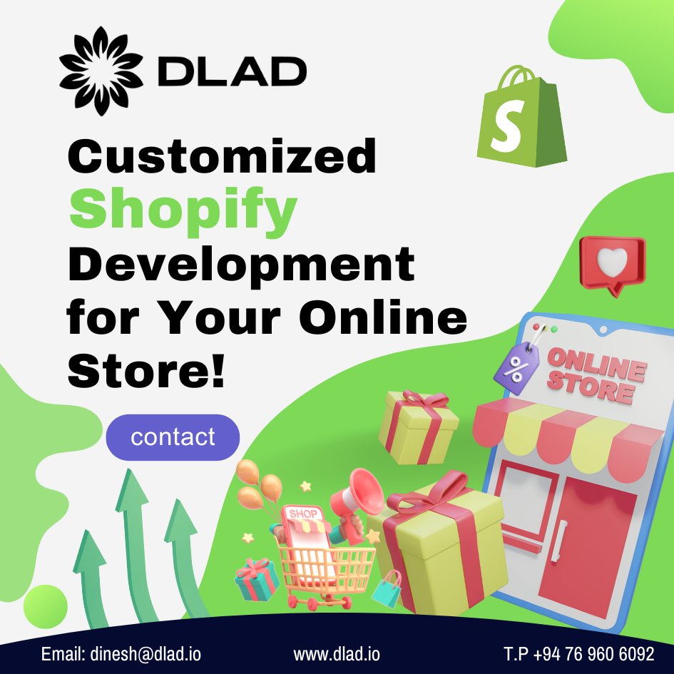 DladSoftware's tweet image. Our team of experienced developers specializes in creating customized Shopify stores that are designed to meet your unique business needs. From setting up your store to creating custom themes and plugins, we've got you covered #Shopify #ShopifyDevelopers #ShopifyExperts