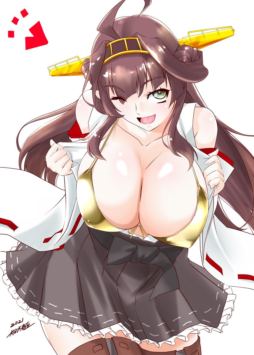 陸奥(艦隊これくしょん) 「オーケーオーケー #巨乳を貼るとRTといいねがブワアアァって伸びる 」|桐木春臣のイラスト